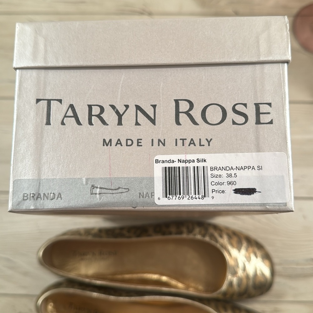Gold Taryn Rose  Branda-Napa Silk Flats. - Picture 7 of 8